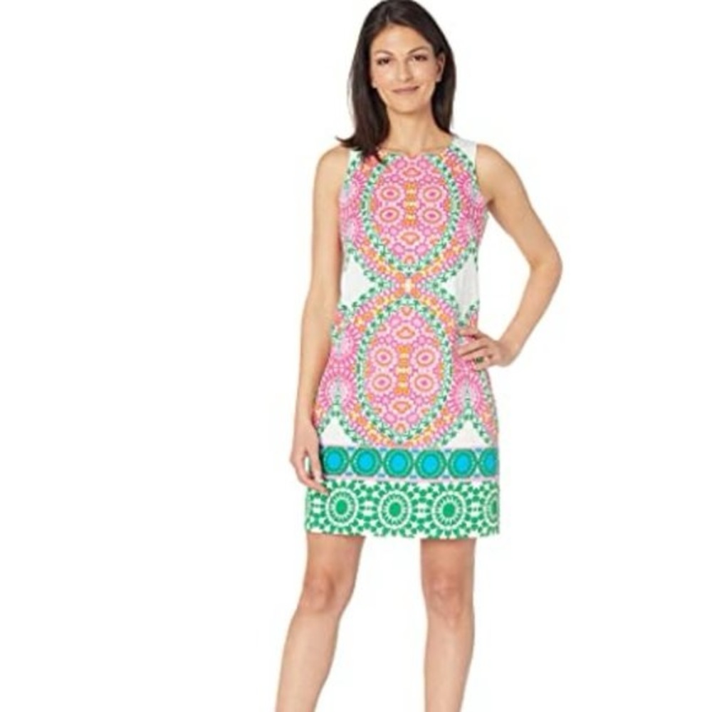 London Times Cotton Sateen Medallion Sheath Dress Sz 12